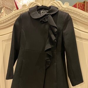 Rothschild black ruffle wool coat